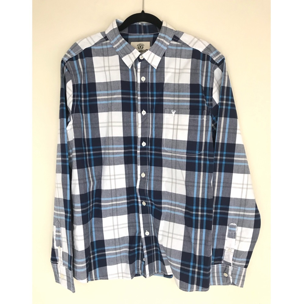 Roebuck & Co Blue Plaid Men’s Dress Shirt